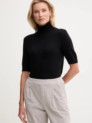 United Colors of Benetton sweter z dodatkiem wełny dziecięcy damski kolor czarny lekki z golfem 102HD203X