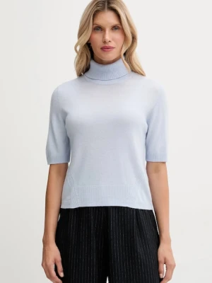 United Colors of Benetton sweter z dodatkiem wełny dziecięcy damski kolor niebieski lekki z golfem 102HD203X