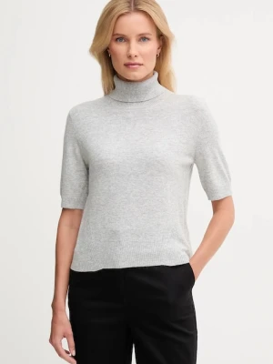 United Colors of Benetton sweter z dodatkiem wełny dziecięcy damski kolor szary lekki z golfem 102HD203X