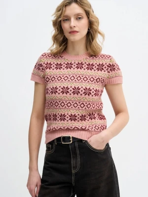 United Colors of Benetton sweter z dodatkiem wełny x Stranger Things damski kolor różowy 171RE10EN