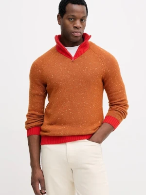 United Colors of Benetton sweter z dodatkiem wełny x Stranger Things męski kolor pomarańczowy z półgolfem 1WPNK2020