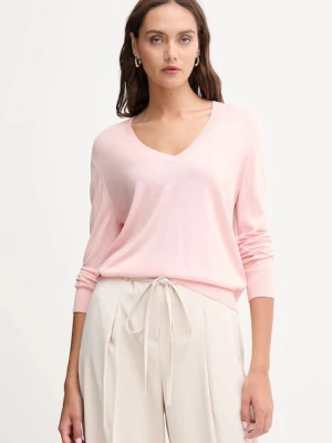 United Colors of Benetton sweter z domieszką jedwabiu damski kolor różowy lekki 1ZRED402L