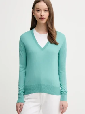 United Colors of Benetton sweter z domieszką jedwabiu damski kolor turkusowy lekki 1ZRED402L