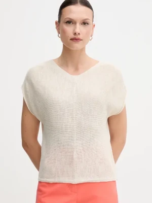 United Colors of Benetton sweter z domieszką lnu damski kolor beżowy lekki 125GD402P