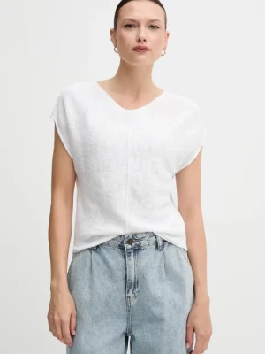 United Colors of Benetton sweter z domieszką lnu damski kolor biały lekki 125GD402P