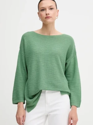 United Colors of Benetton sweter z domieszką lnu damski kolor zielony 115GD10CT