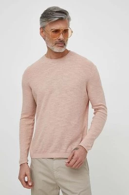 United Colors of Benetton sweter z domieszką lnu kolor różowy lekki