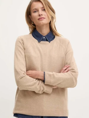 United Colors of Benetton sweter z domieszką wełny damski kolor beżowy lekki 1035D1P17