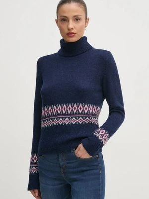 United Colors of Benetton sweter z domieszką wełny damski kolor granatowy 1126E203J