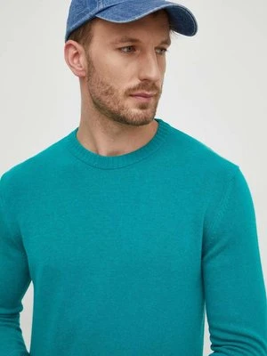 United Colors of Benetton sweter z domieszką wełny męski kolor zielony lekki