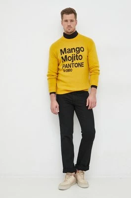 United Colors of Benetton sweter z domieszką wełny x Pantone męski kolor żółty lekki