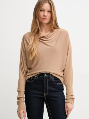 United Colors of Benetton sweter z jedwabiem damski kolor beżowy lekki 1ZRED10E8