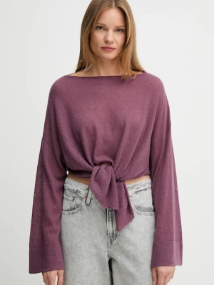 United Colors of Benetton sweter z wełną damski kolor fioletowy lekki 109PD10E1