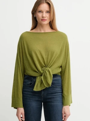 United Colors of Benetton sweter z wełną damski kolor zielony lekki 109PD10E1