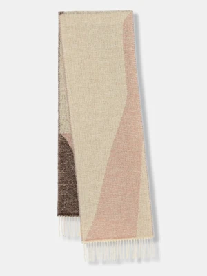 United Colors of Benetton szalik z dodatkiem wełny damski kolor beżowy wzorzysty 64G8DU024