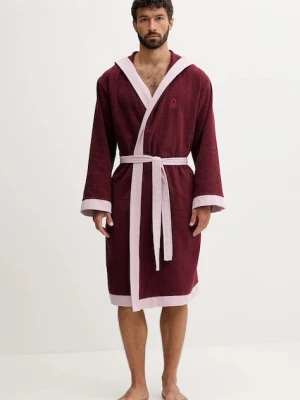 United Colors of Benetton szlafrok bawełniany kolor bordowy 6ORD2801R