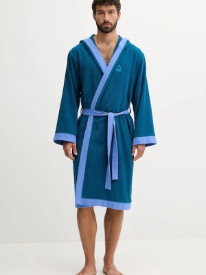 United Colors of Benetton szlafrok bawełniany kolor turkusowy 6ORD2801R