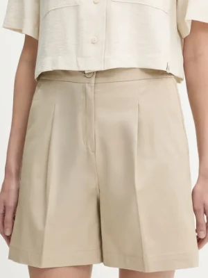 United Colors of Benetton szorty damskie kolor beżowy gładkie high waist 40FAD901U