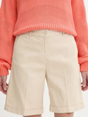 United Colors of Benetton szorty damskie kolor beżowy gładkie high waist 4CDRD901W