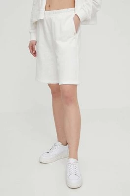 United Colors of Benetton szorty damskie kolor biały gładkie high waist