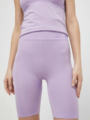 Zdjęcie produktu United Colors of Benetton szorty damskie kolor fioletowy gładkie high waist