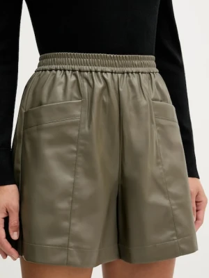 United Colors of Benetton szorty damskie kolor zielony gładkie high waist 4M3CD9029