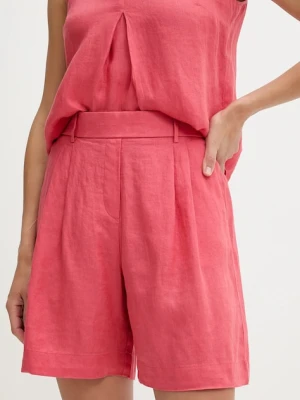 Zdjęcie produktu United Colors of Benetton szorty lniane kolor czerwony gładkie high waist 4AGHD901V