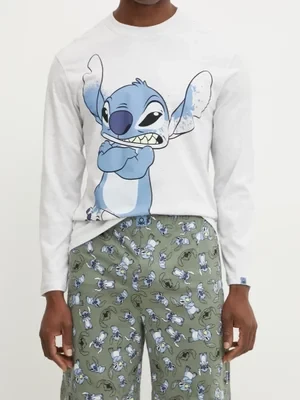 United Colors of Benetton szorty piżamowe bawełniane LILO&STITCH męska kolor zielony wzorzysta 37AQ4900E