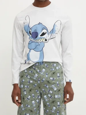 United Colors of Benetton szorty piżamowe bawełniane LILO&STITCH męska kolor zielony wzorzysta 37AQ4900E