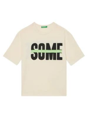 United Colors Of Benetton T-Shirt 3PCMC10N7 Écru Regular Fit