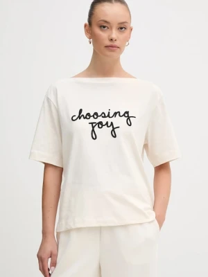 United Colors of Benetton t-shirt bawełniany damski kolor beżowy 35P5D10AV