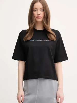 United Colors of Benetton t-shirt bawełniany damski kolor czarny 3BL0D109D