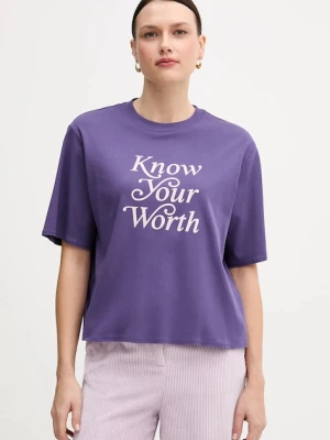 United Colors of Benetton t-shirt bawełniany damski kolor fioletowy 3DCJD10B9