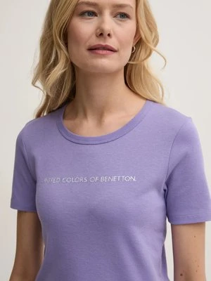 United Colors of Benetton t-shirt bawełniany damski kolor fioletowy 3GA2E16A2