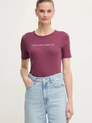 United Colors of Benetton t-shirt bawełniany damski kolor fioletowy 3GA2E16A2