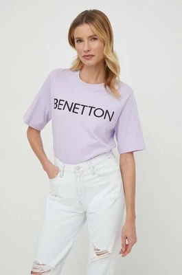 United Colors of Benetton t-shirt bawełniany damski kolor fioletowy