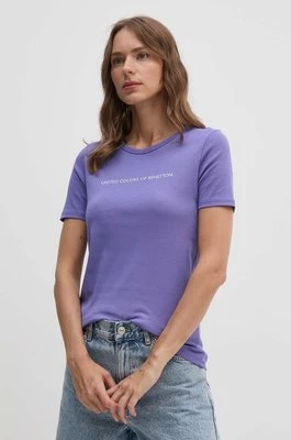 United Colors of Benetton t-shirt bawełniany damski kolor fioletowy