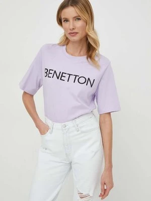 United Colors of Benetton t-shirt bawełniany damski kolor fioletowy