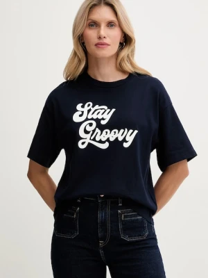 United Colors of Benetton t-shirt bawełniany damski kolor granatowy 3MI5D10AY