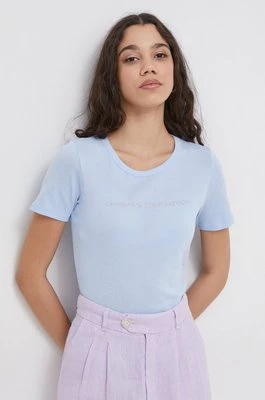 United Colors of Benetton t-shirt bawełniany damski kolor niebieski