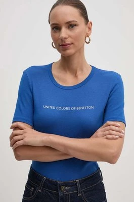 United Colors of Benetton t-shirt bawełniany damski kolor niebieski