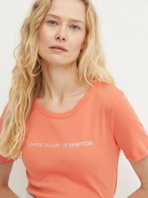 United Colors of Benetton t-shirt bawełniany damski kolor pomarańczowy 3GA2E16A2