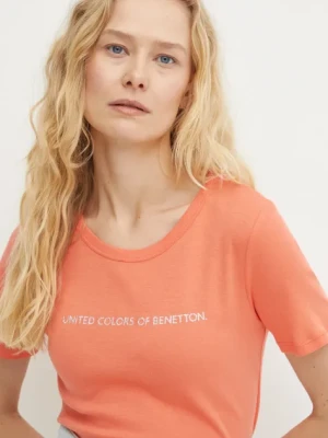 United Colors of Benetton t-shirt bawełniany damski kolor pomarańczowy 3GA2E16A2