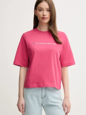 United Colors of Benetton t-shirt bawełniany damski kolor różowy 3BL0D109D