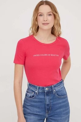 United Colors of Benetton t-shirt bawełniany damski kolor różowy