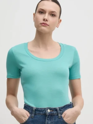 United Colors of Benetton t-shirt bawełniany damski kolor turkusowy 3GA2D1066