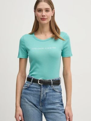 United Colors of Benetton t-shirt bawełniany damski kolor turkusowy 3GA2E16A2