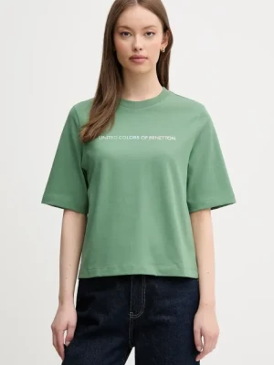 United Colors of Benetton t-shirt bawełniany damski kolor zielony 3BL0D109D