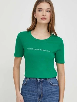 United Colors of Benetton t-shirt bawełniany damski kolor zielony