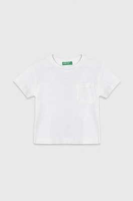 United Colors of Benetton t-shirt bawełniany dziecięcy kolor biały gładki